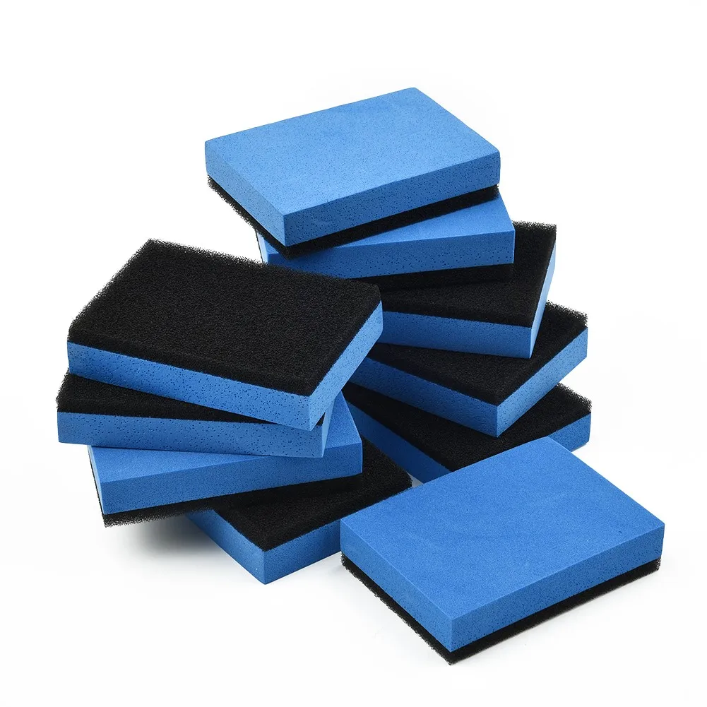 10db Autó Kerámia Bevonat Szivacs Üveg Nano Wax Kabát Applikátor Polírozó Párna Kék + Fekete, Könnyű Bozót Alkatrészek