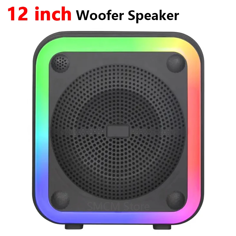 12 Inch Woofer Bass Kültéri Hordozható Bluetooth Hangszóró Vezeték nélküli Színes Fény, Buli Audio Mélynyomó caixa de som HIFI Hang Doboz