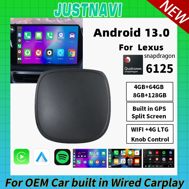 2023 JUSTNAVI Okos AI Doboz Android Automatikus Vezeték nélküli CarPlay A Lexus ES RX NX UX GX LX LS Android 13 GPS Osztott Képernyő 4G WIFI
