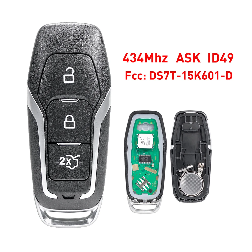 3 Gomb 434Mhz Távirányító Autó Kulcs ID49 Chip Alkalmas Ford Focus, Mondeo, S-MAX, Fusion Galaxy DS7T-15K601-D