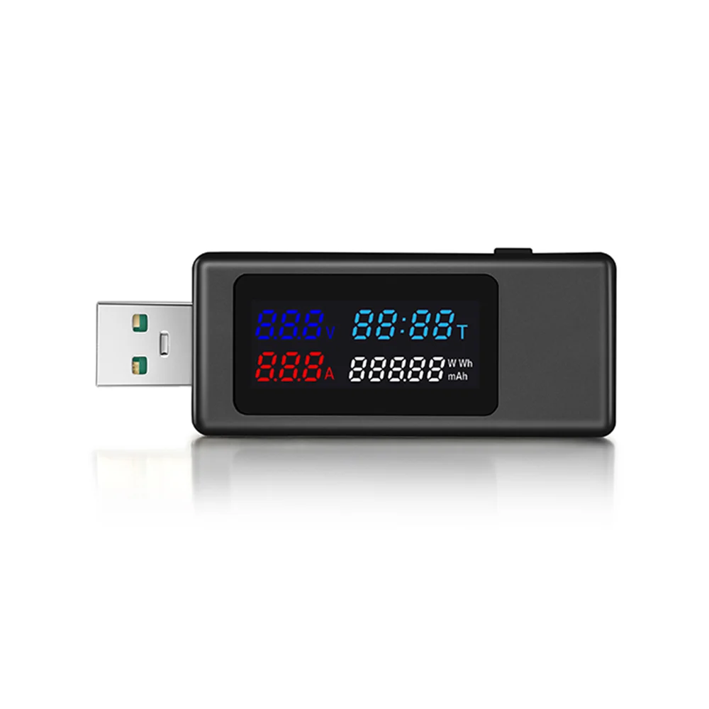 6 az 1-ben USB Teszter DC4-30V IPS Kijelző Digitális Feszültségű Időzítés Kapacitás Mérő Érzékelő Áram, Feszültség,Fekete