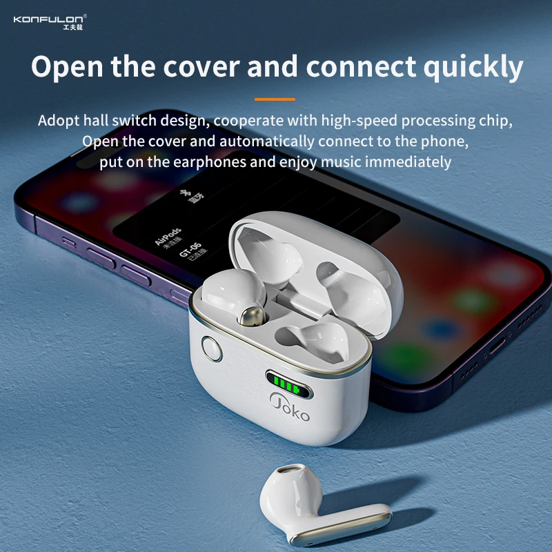 A Bluetooth Vezeték nélküli Fejhallgató zajszűrős Fejhallgató Fülbe HD Hívás Smart Touch Sport, Zene, Fülhallgató, Mobil Telefon