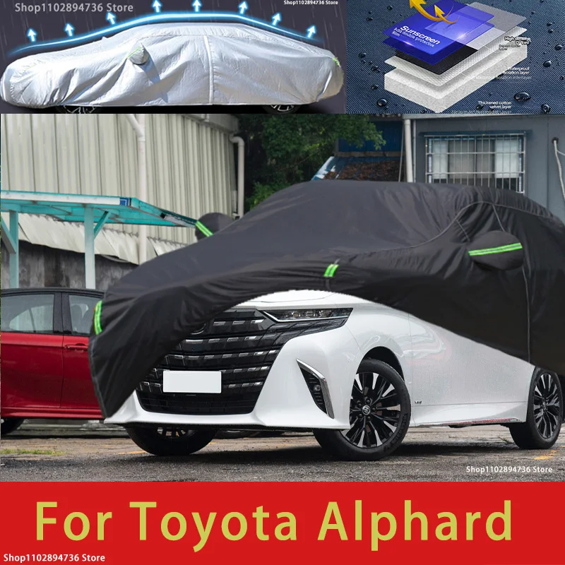 A Toyota Alphard Kültéri Védelem Teljes Autó fedezet Hó Fedi Napernyő, Vízálló Porálló fekete autó fedezet