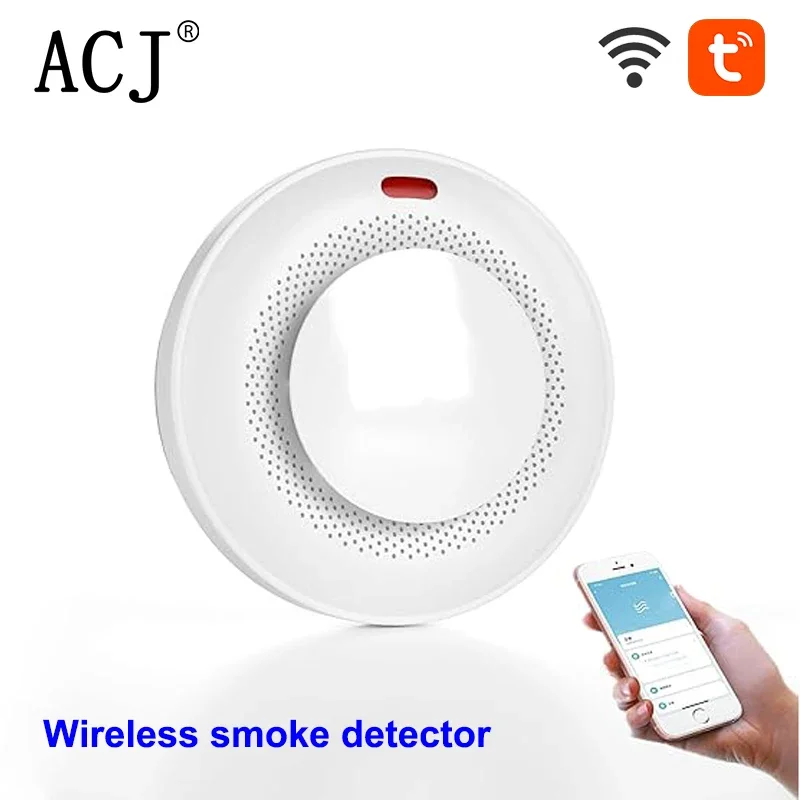 ACJ Tuya Wifi Füst Érzékelő Érzékelő 85 Riasztás Tűz Intelligens füstérzékelő Wifi Tűzvédelmi Home Security Alarm Intelligens Élet