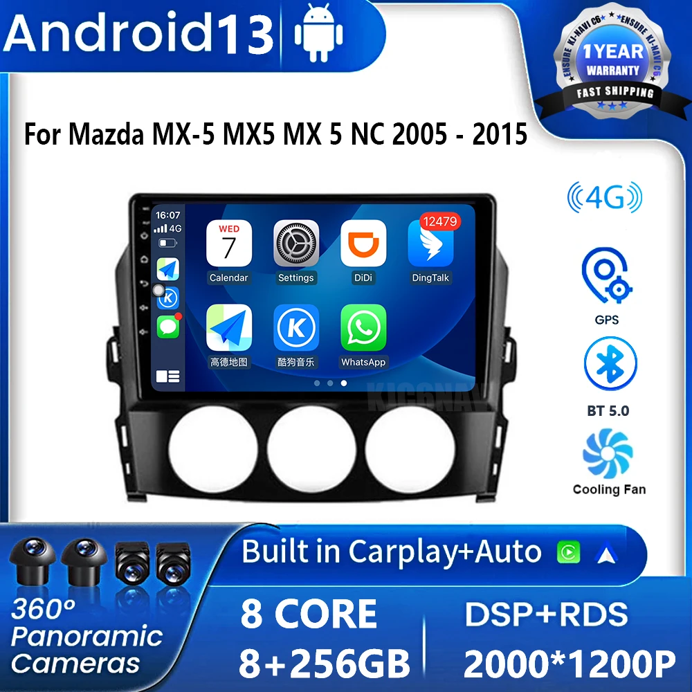Android 13 A Mazda MX-5 MX5 MX-5 NC 2005 - 2015 Carplay Autó Multimédia Lejátszó GPS DSP WIFI 4G Navigációs Autoradio Auto Rádió