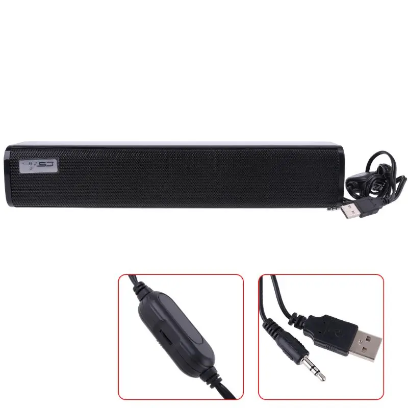 Asztali Szalag Soundbar Hangszóró, 3,5 mm Sztereó hangerőszabályzó, USB Powered PC Laptop, Mobiltelefon, Tablet MP3 .