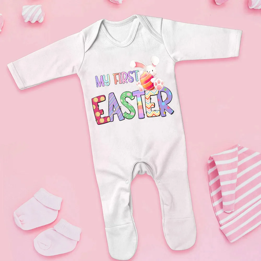 Az Első Húsvéti Napon Csecsemő Sleepsuit Kislány Babygrow Sleepsuit Téli Nyomtatás Body 1. Húsvét Napján babáknak valók Ruházat