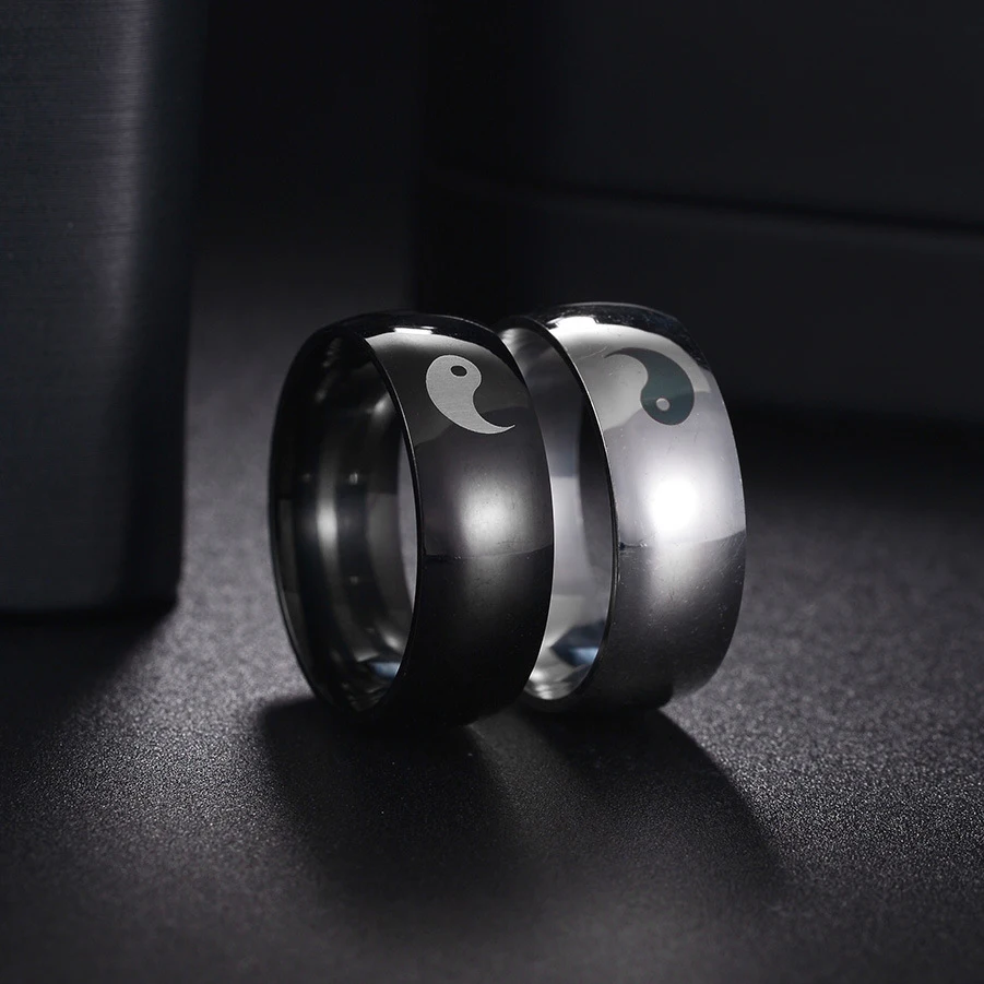 Egyszerű Yin Yang Tai Chi Titán Rozsdamentes Acél Pár Gyűrű A Férfiak Nők Esküvői Eljegyzési Gyűrű, Ékszerek, Ajándékok Csepp Szállítás