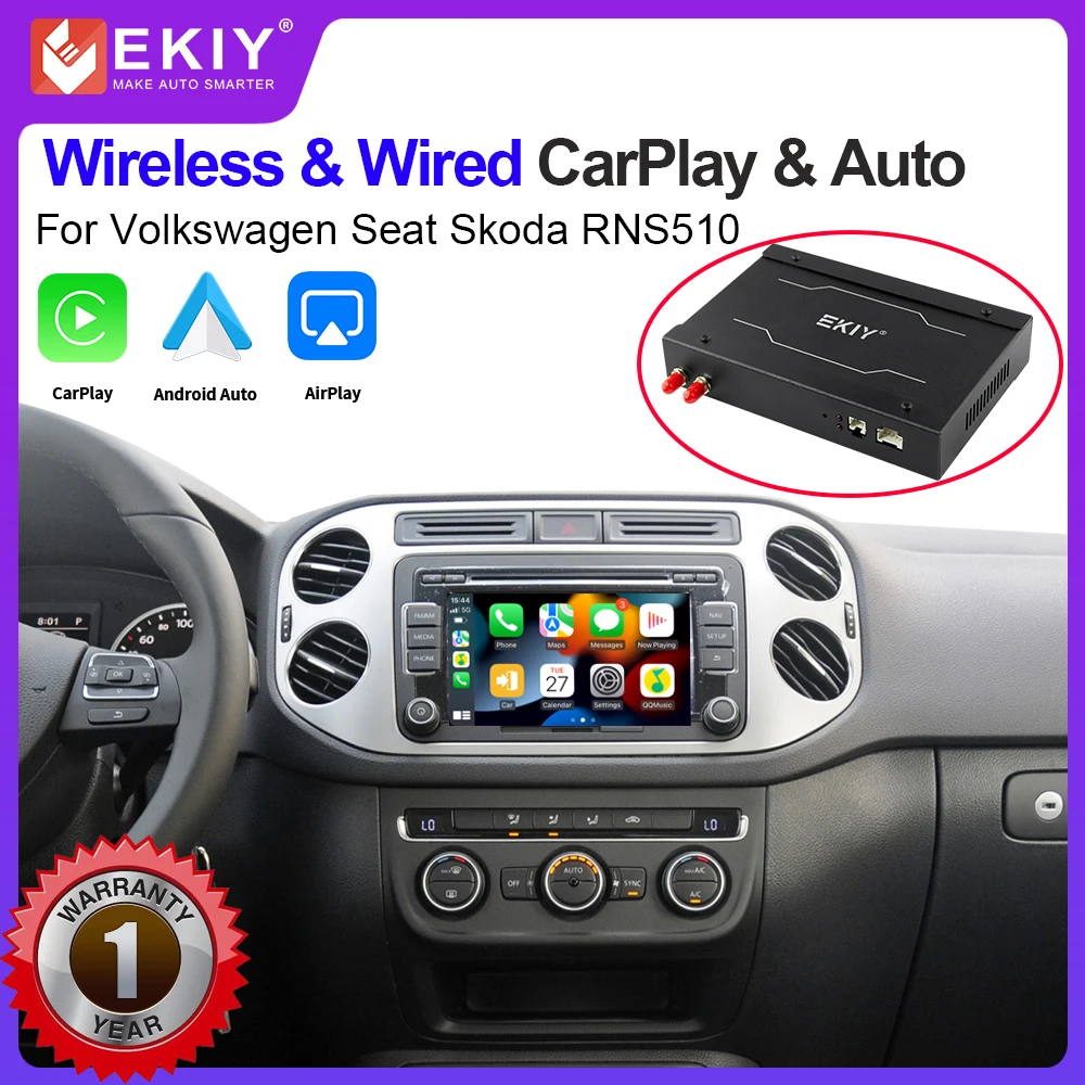 EKIY Vezeték nélküli CarPlay Android Auto Navigációs Térkép VW/Volkswagen Seat Skoda RNS510 Rádió Tükör Link Autó Játszani Funkciók