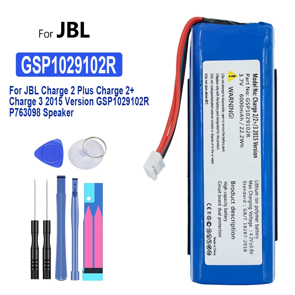 GSP1029102R 6000mAh Hangszóró Akkumulátor JBL Díj 2 Plusz Díj 2+ Díj 3 Charge3 2015 Verzió GSP1029102R P763098 Akkumulátorok