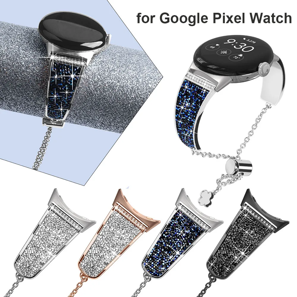 Kék Metal Zenekar, a Google Pixel Nézni Együttes Elegáns Bling Karkötő Női Luxus Szíj Csere Karkötőt Pixel Óra