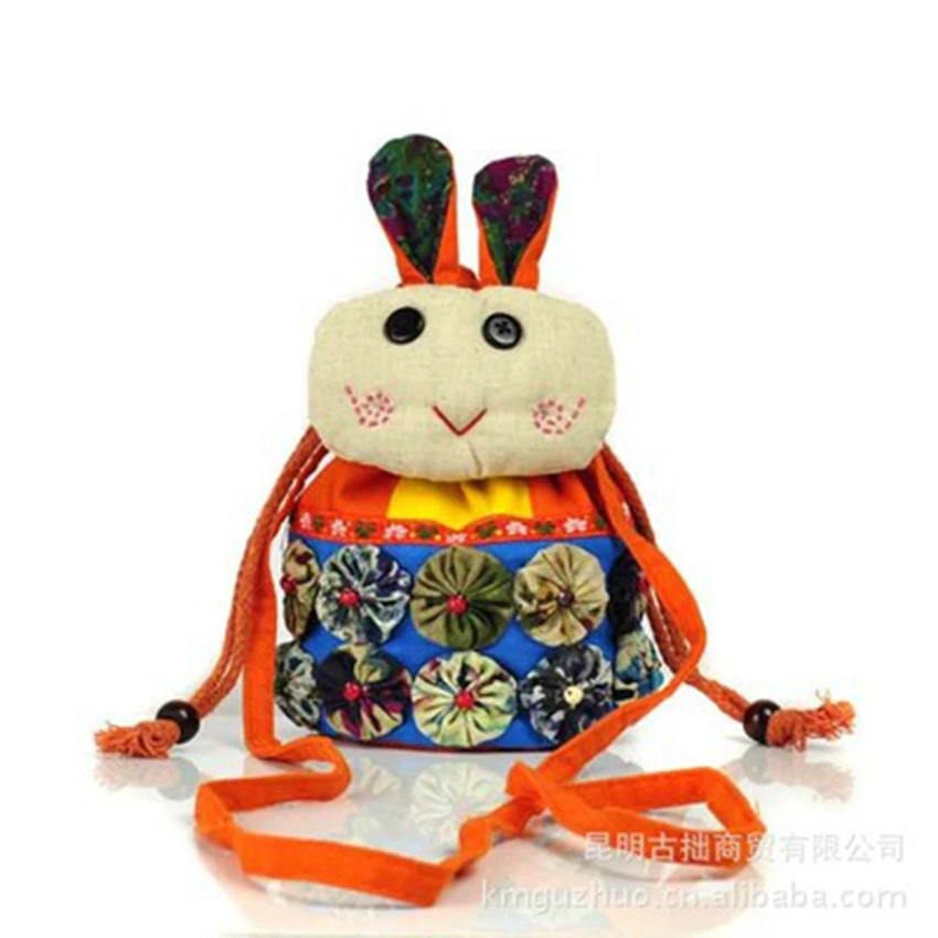 Kínai stílusú aranyos állat sorozat átlós kereszt táska hordozható átlós kettős felhasználású jellemző nyúl táska utazási megemlékező ba