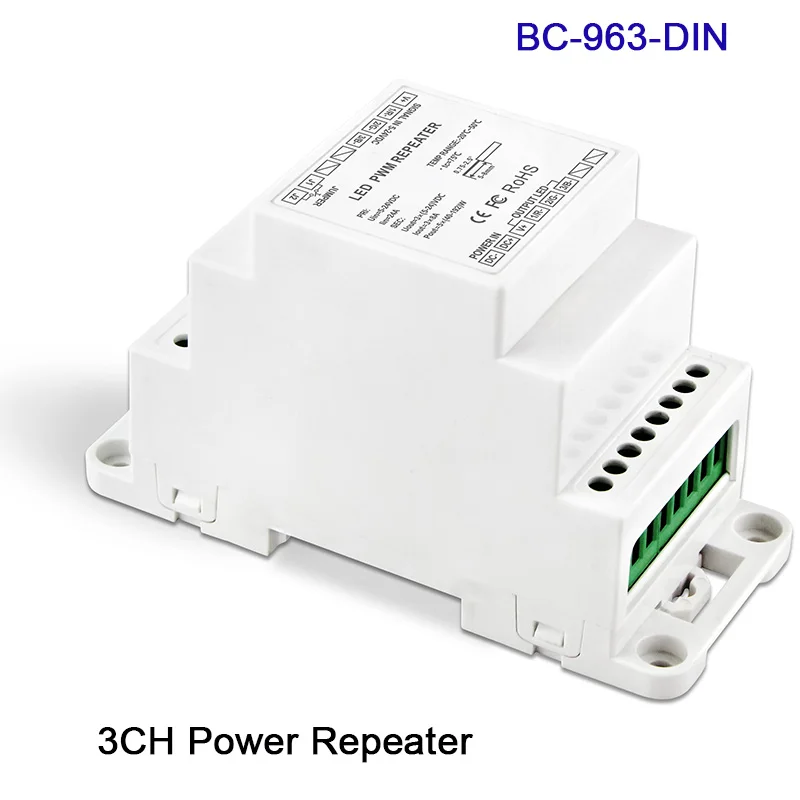 Magas frekvenciájú DIN Sín Teljesítmény Repeater 5V 12V 24V DC 3CH/4 CSATORNA/5CH LED Szalag Lámpa Erősítő RGB/RGBW/RGBCW lámpa szalag vezérlő