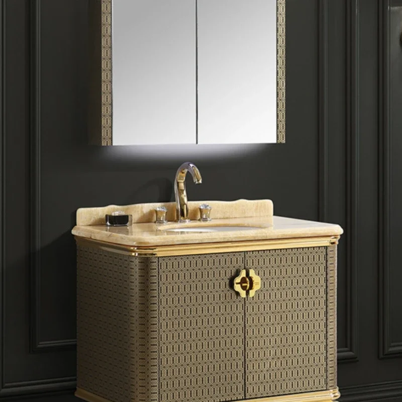 Neo-klasszikus, wc, fürdőszoba szekrény kombináció Természetes márvány tükör, szekrény, teljesen berendezett