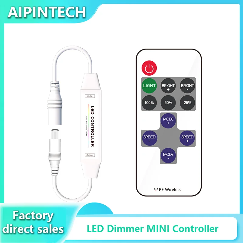 Neon LED fekete-fehér MINI dimmer 11 kulcs RF vezeték nélküli, egységes mini vezérlő DC12-24V