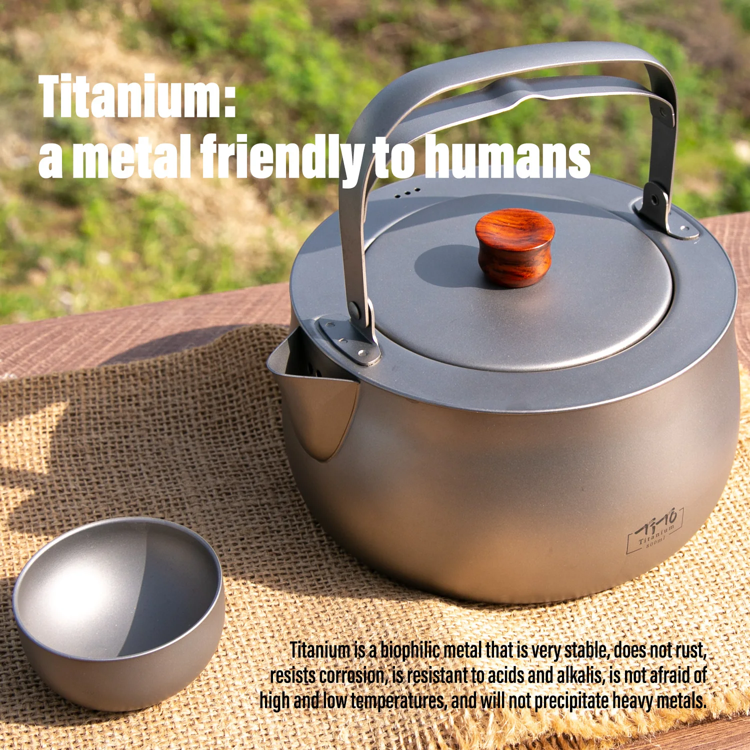 TiTo Titán Vízforraló Kemping Piknik Kávé, Tea Pot Ultrakönnyű Kerti Füvet Asztali Víz Teáskanna Túrázás Piknik Főző