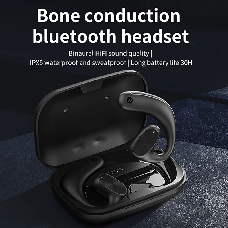 TWS csontvezetéses Fejhallgató Vezeték nélküli Fülhallgatót Bluetooth Vezeték nélküli Légi Vezetés Vízálló Fitness Vezetés Fülhallgató Mikrofon