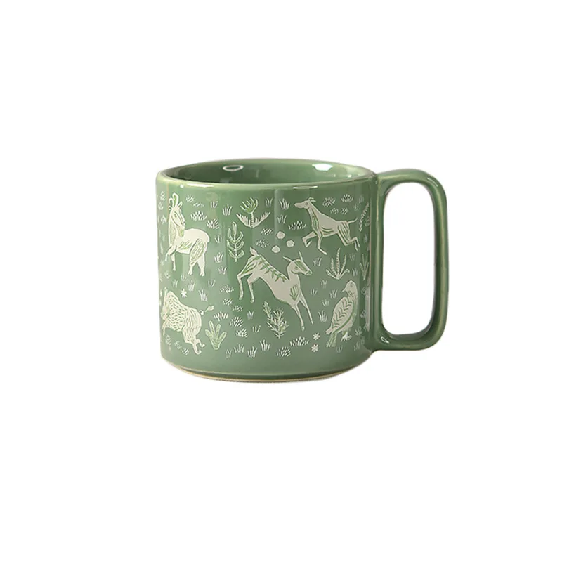 Zöld erdőben Állatok Kerámia Bögre Bögre Tej, Tea Hivatal Csésze Drinkware a Legjobb Születésnapi Ajándék