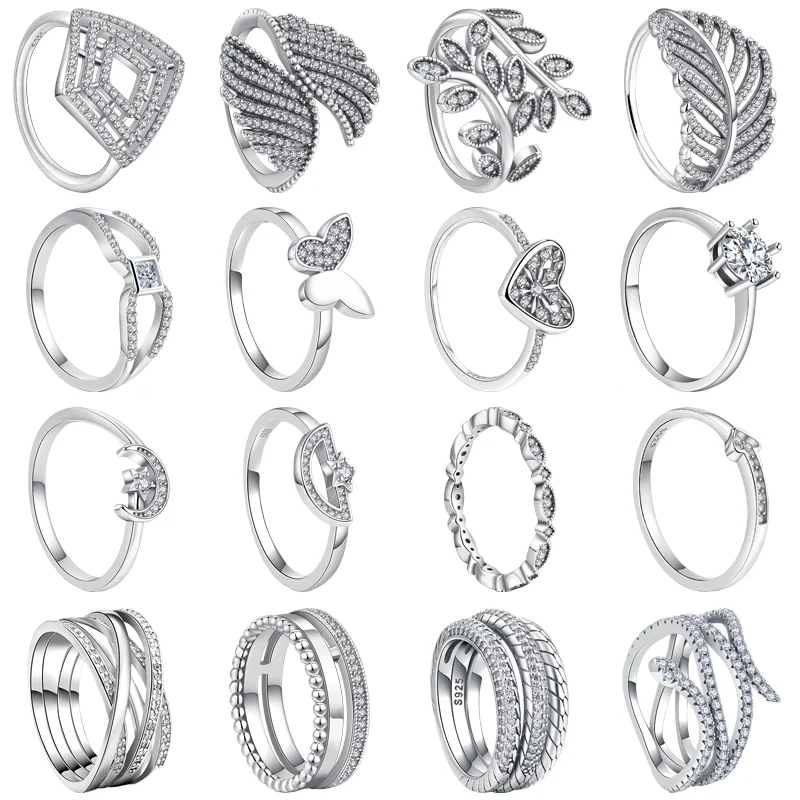 Új Eredeti 925 Sterling Ezüst Nyíl Pillangó Elhagyja Gyűrű Illik Eredeti Női Divat, Ékszerek, Charm Luxus Évfordulós Ajándékokat